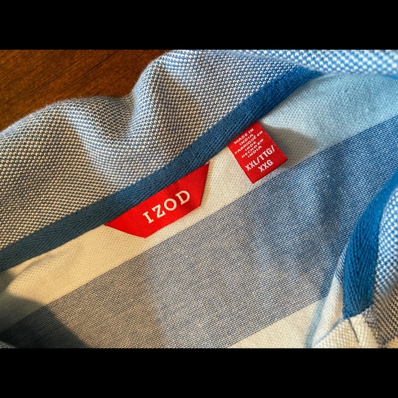 IZOD 2XL Wide Blue Stripe Polo - Picture 3 of 3